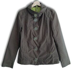 SOIA & KYO / Cotton Pin Stripe Pattern Peacoat Jacket Short Coat Brown Sz S